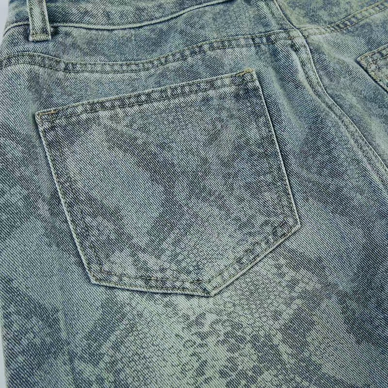 Women casual snake print denim Pant 22