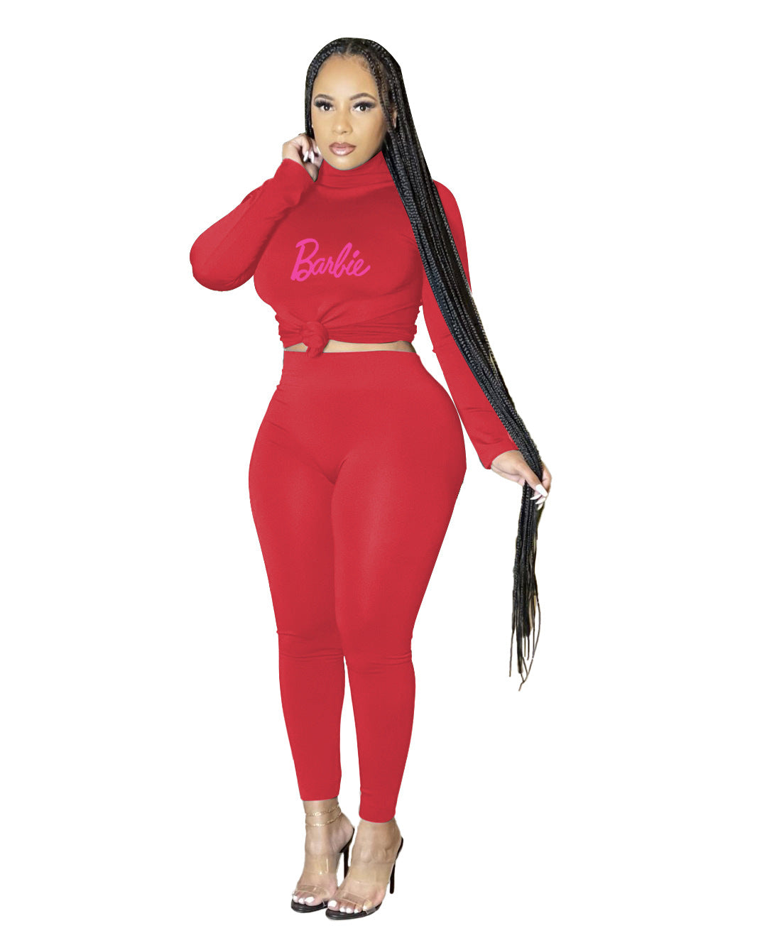 Women Casual Printed Turtleneck Top and Pant Two-piece Set 11