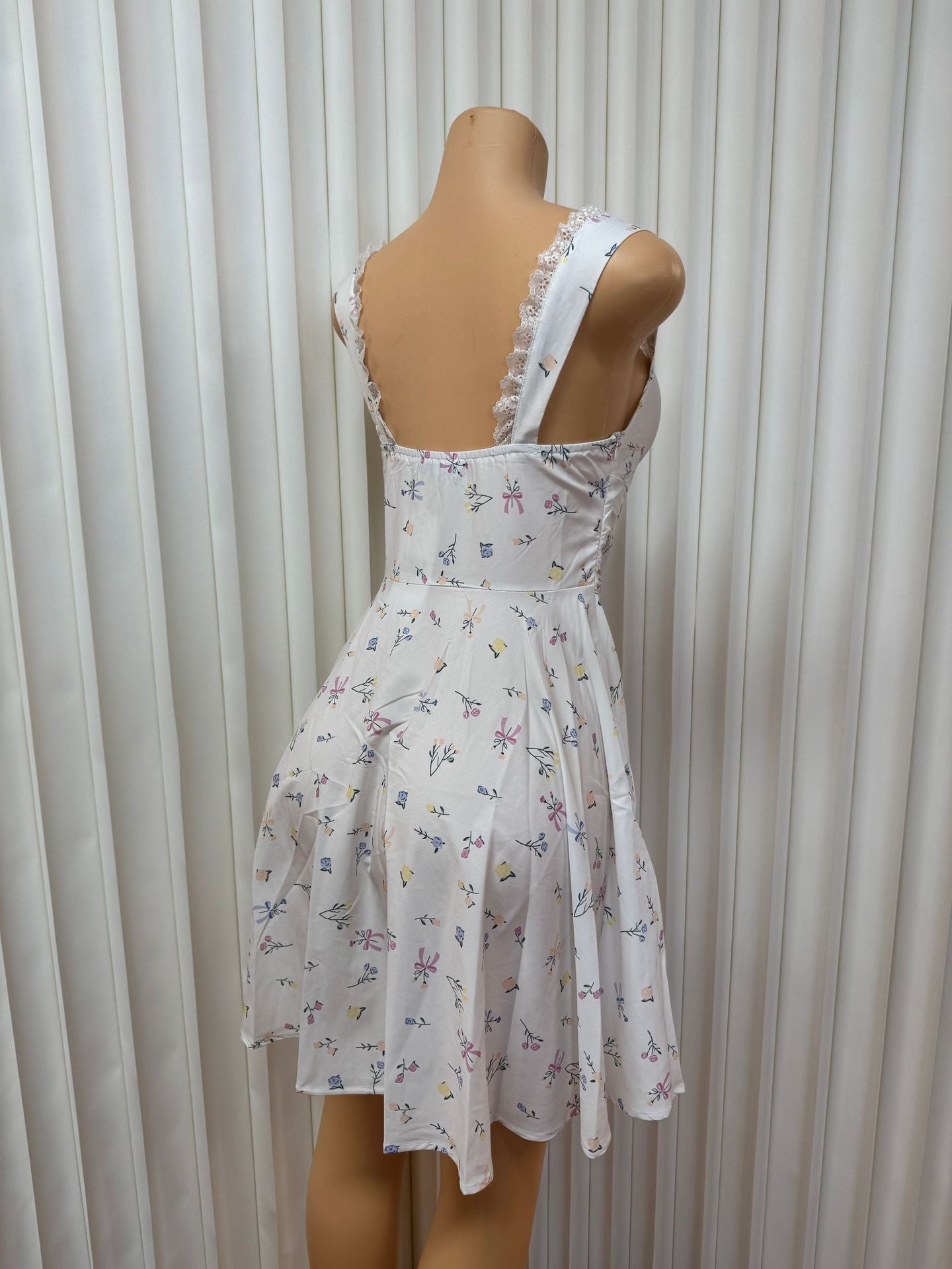 Women printed suspenders sexy Backless Lace dress 8