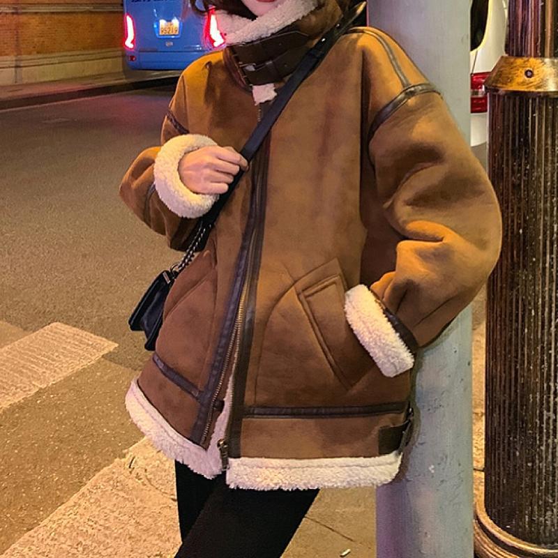 Fur lamb wool jacket women's winter suede jacket lamb velvet jacket 3