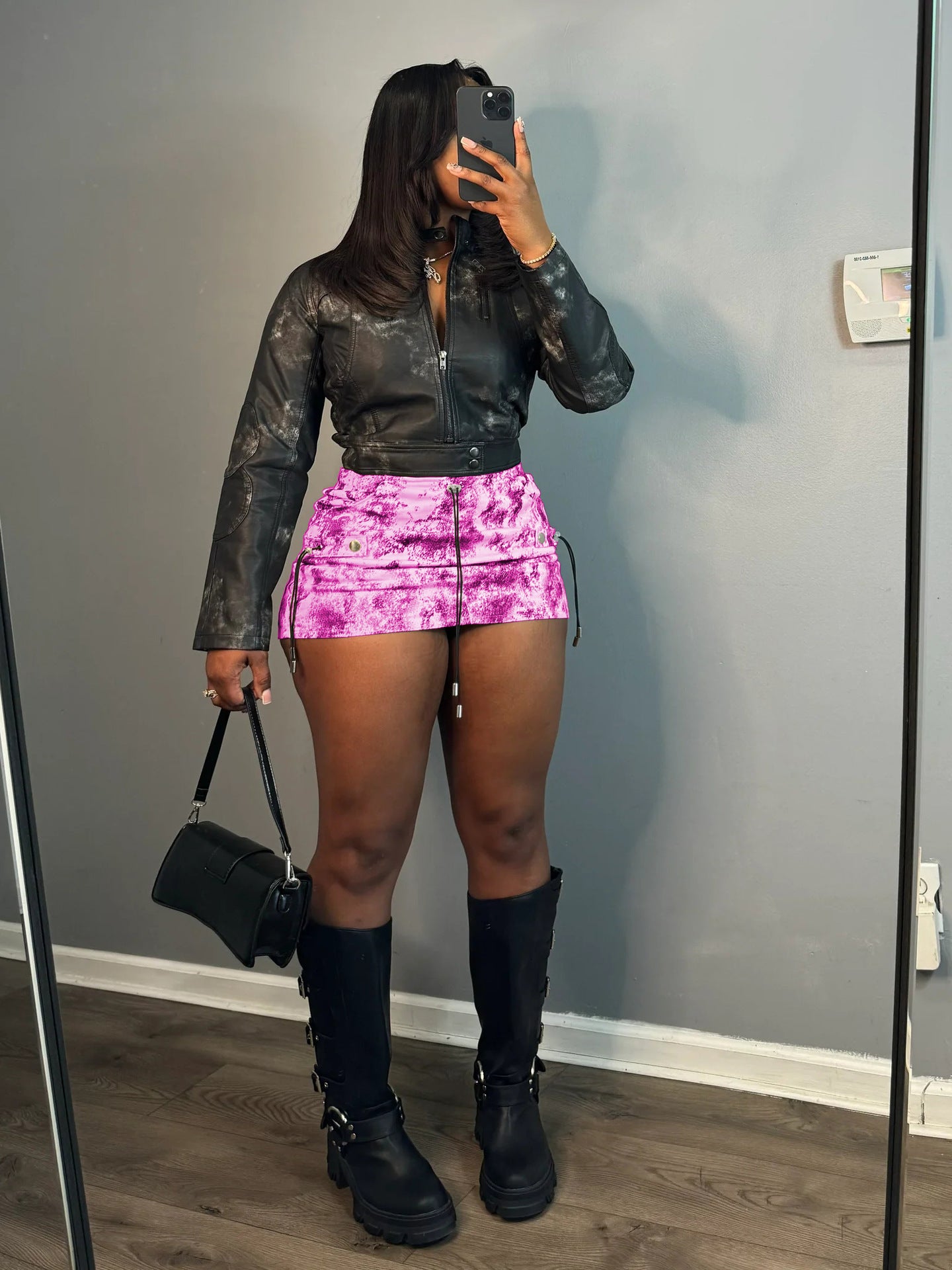 Women Printed Pleated Casual Pocket Skirt 7