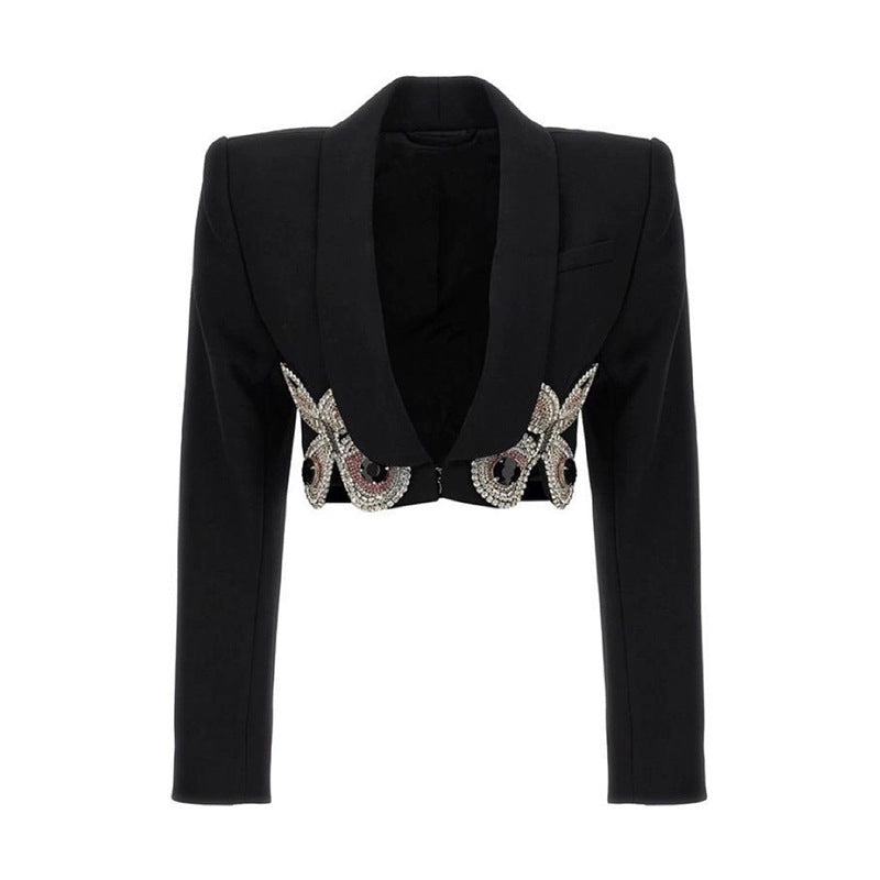 Women Diamond Butterfly Blazer and Skirt Two-piece Set 8