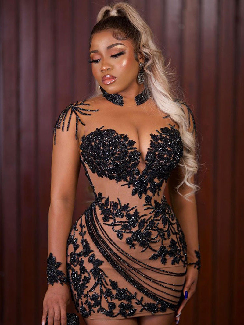 Spring/Summer Women's Sexy Shiny See-Through Formal Party Dress