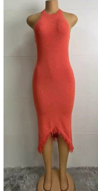 Sexy Women's Fashion Solid Color Strap Dress 7