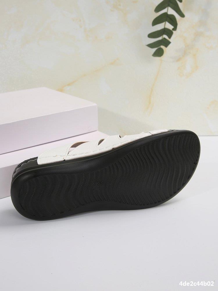 Women Summer Wedge Peep-Toe Slippers Solid Bow Roman Sandals 13