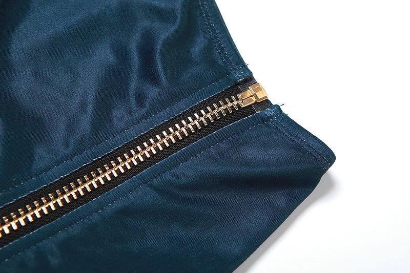 Autumn and winter women's fashion trendy sexy low-cut vest solid color Bodycon zipper skirt two piece set 14