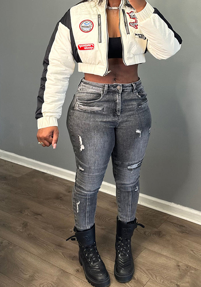 Women Stretch Ripped Denim Pants