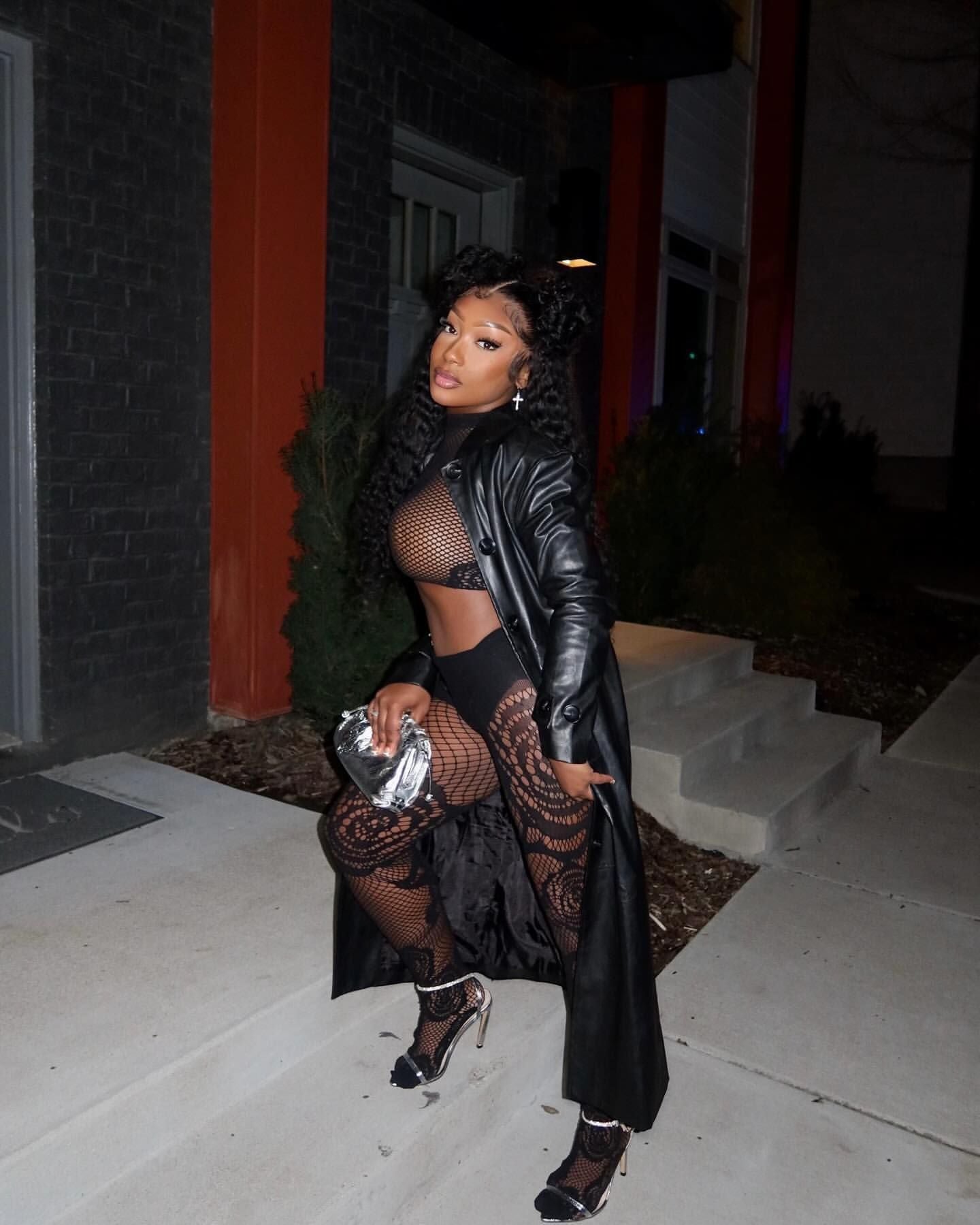 Women hollow sexy mesh two-piece set 5