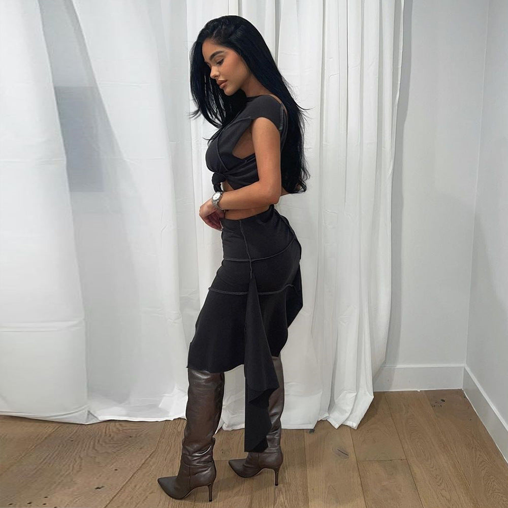Women summer style trend Crop Top and Skirt Two Piece Set 5
