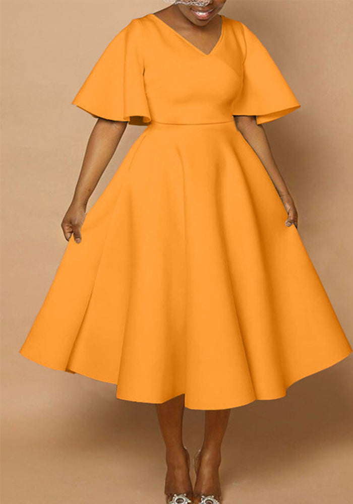 Women's Solid Color Three-Quarter Sleeve Loose Dress