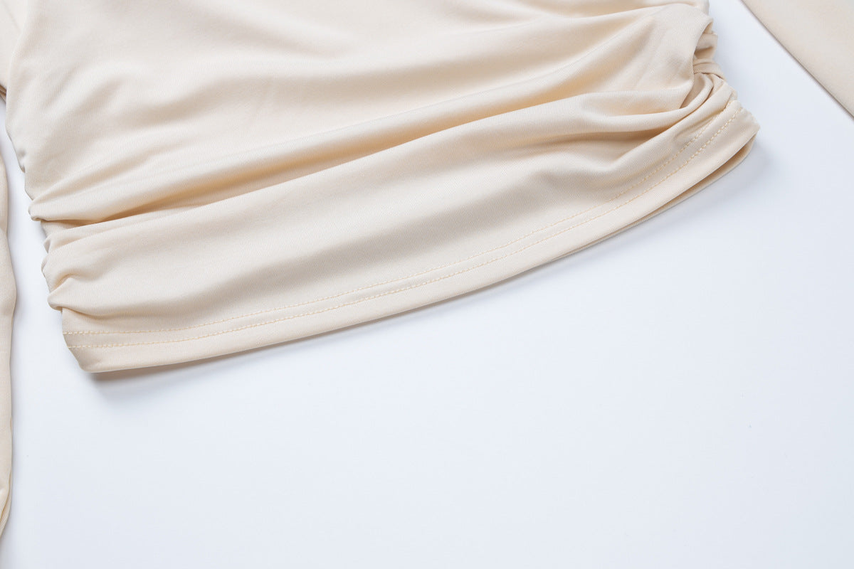 Women's Autumn Winter Solid Color Long Sleeve Tight Fitting Two-Piece Pants Set 14