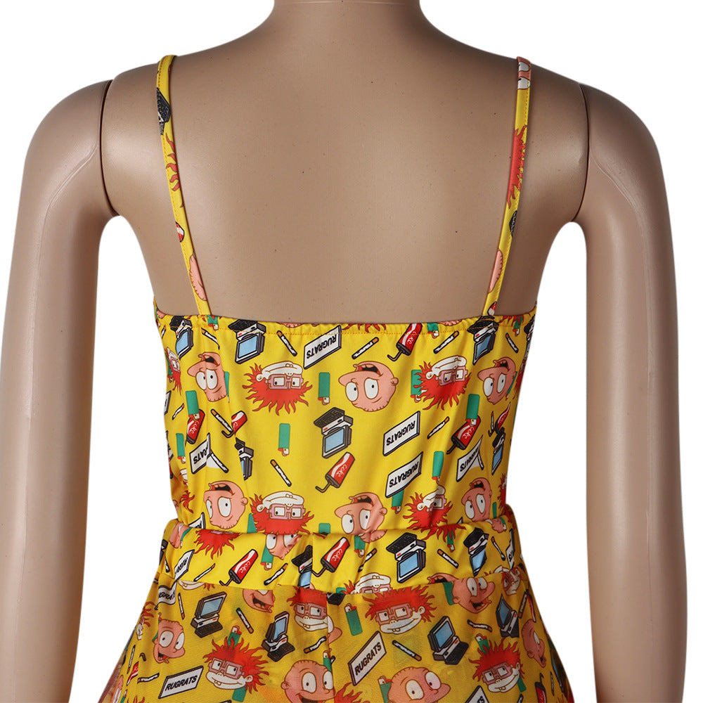 Sexy Women's Solid Color Printed One Piece Swimsuit Mesh Pants Two-Piece Set 30