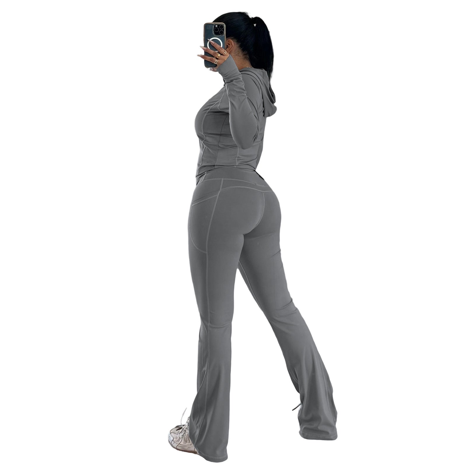 Tight Fitting Quick-Dry Gym Pockets Zipper Yoga Suit Outdoor Running Sportswear 26