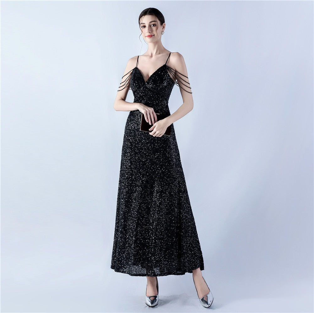 Women mesh sequined evening dress 20