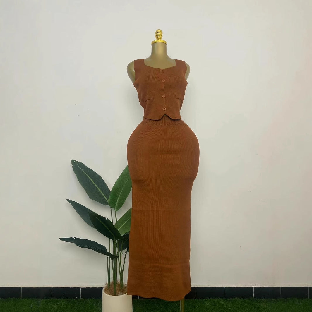 Women knitting Top and Skrit two-piece set 10