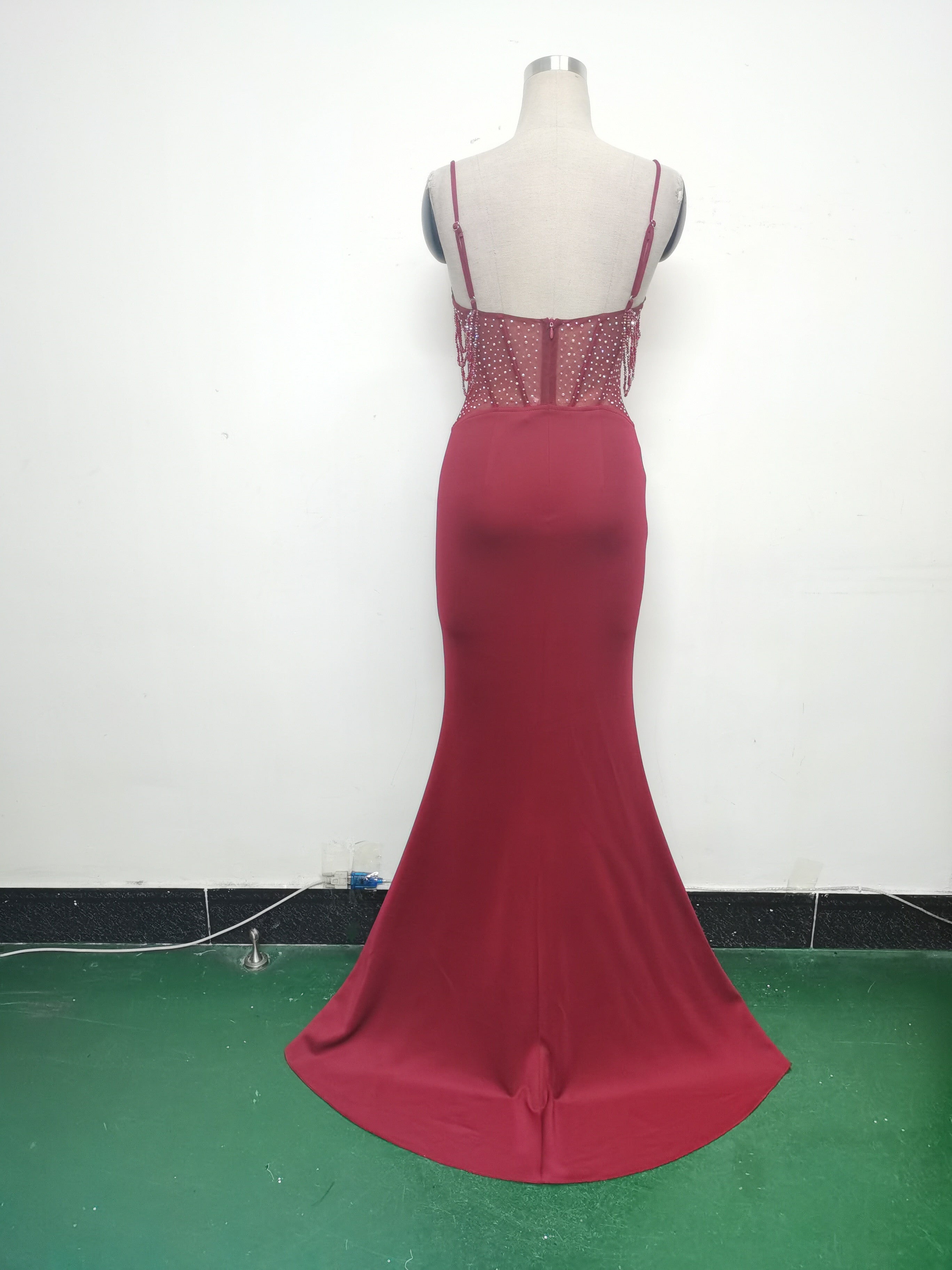 Gradient Sequins High Slit Slash Shoulder Sexy Evening Dress 23