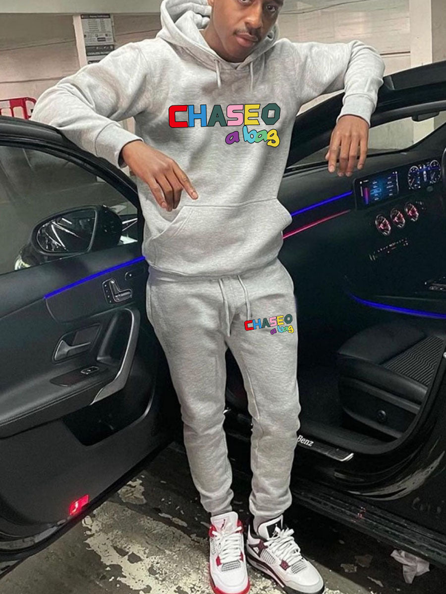 Autumn And Winter Casual Letter Printed Hooded Hoodies Sweatpants Set 3