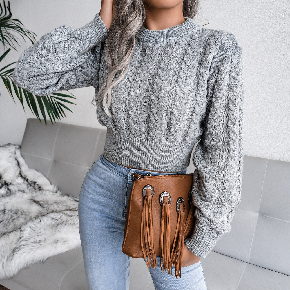 Women Autumn and Winter Twist Long Sleeve Sweater 6