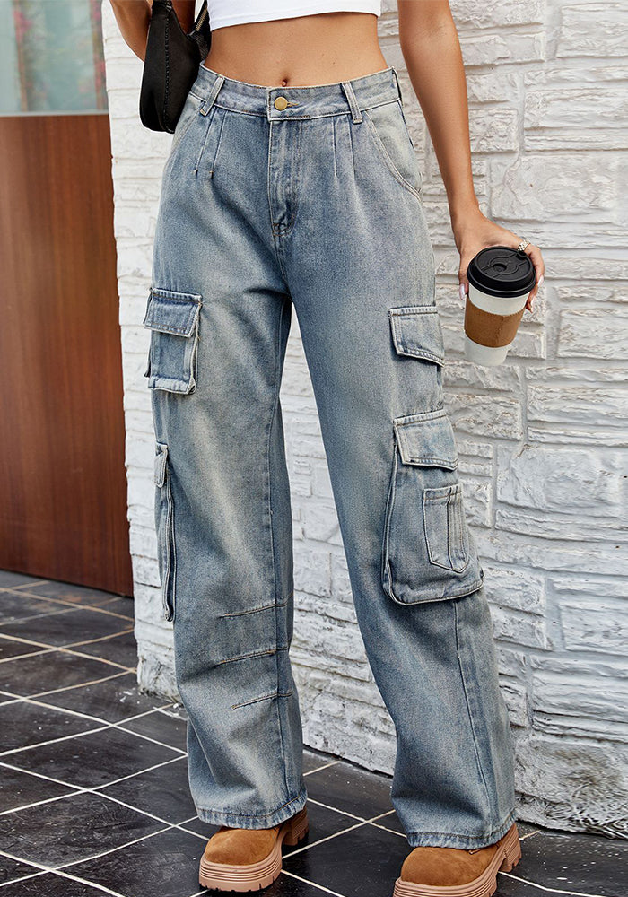 Women's Summer Loose Denim Cargo Pants