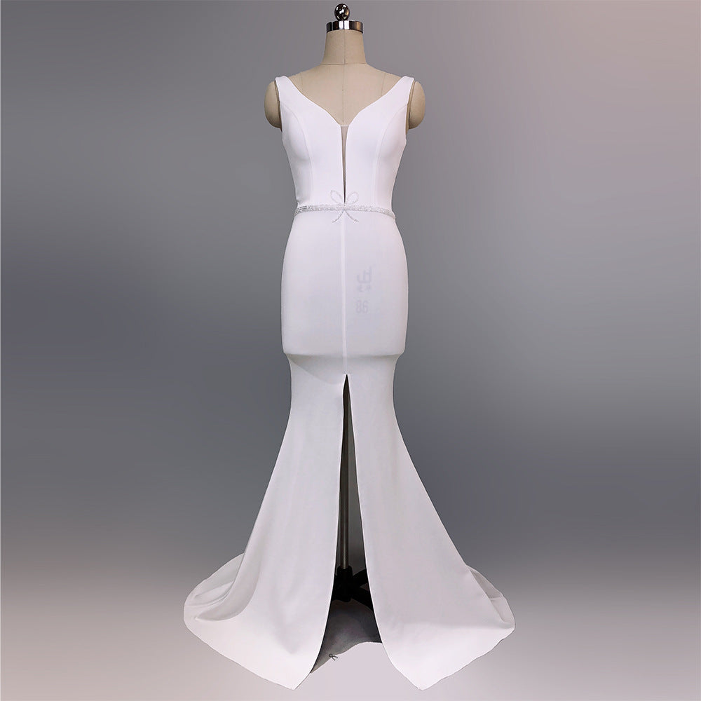 Ladies Summer Sexy V Neck Mermaid Evening Dress 19