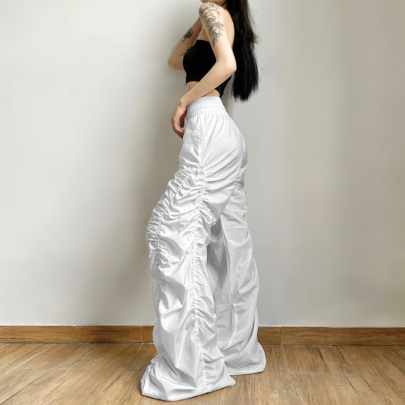 Summer women's fashion high waist Pleated loose casual pants 6