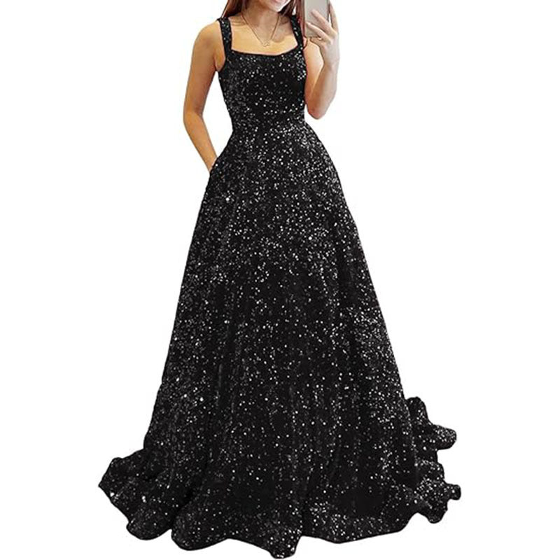 Luxury Sequin Prom Dress Side Slit Glitter Long A Line Formal Party Evening Dress(process time 3-7days) 22