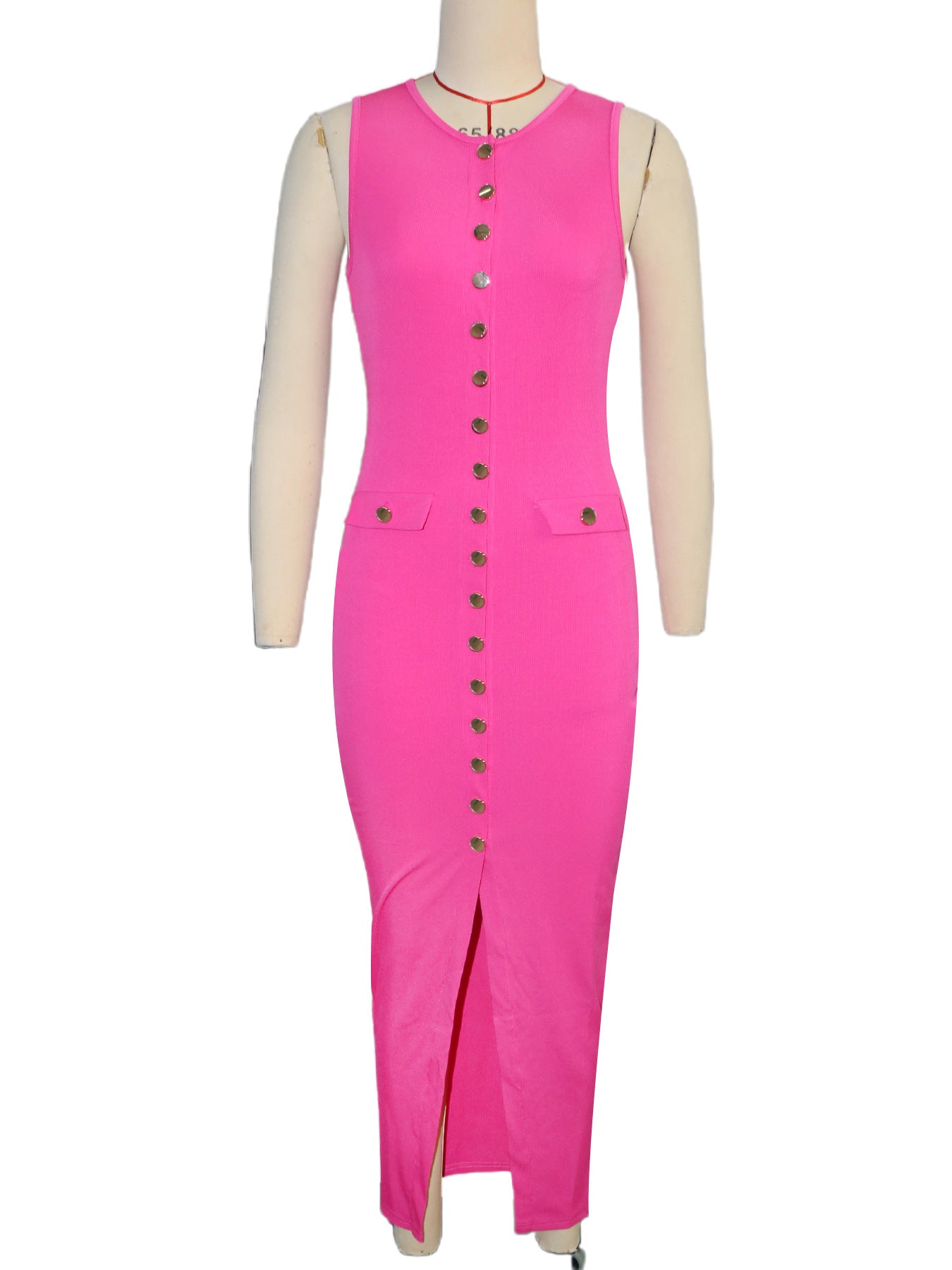 Women Casual Solid Sleeveless Ribbed Dress 7