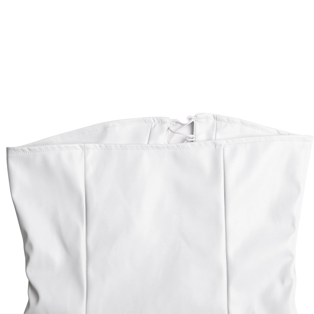 Women's Winter Sexy Strapless Lace-Up Slim Waist Bodycon Women's Dress 18