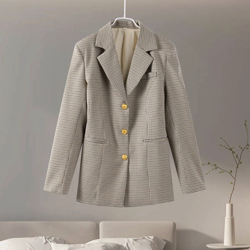 Women Fall/Winter Houndstooth Blazer Coat 7