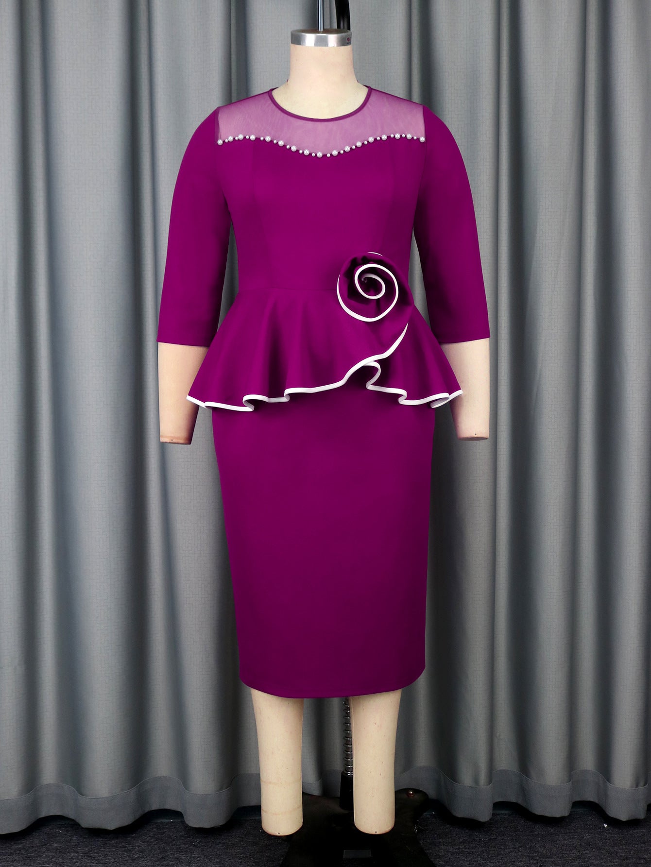 Plus Size Women ruffled bodycon Birthday Dress 7