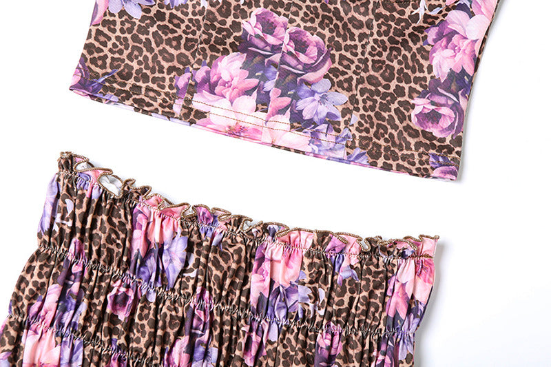 Spring Summer Strapless Crop Top Bodycon Mini Skirt Two Piece Set 16