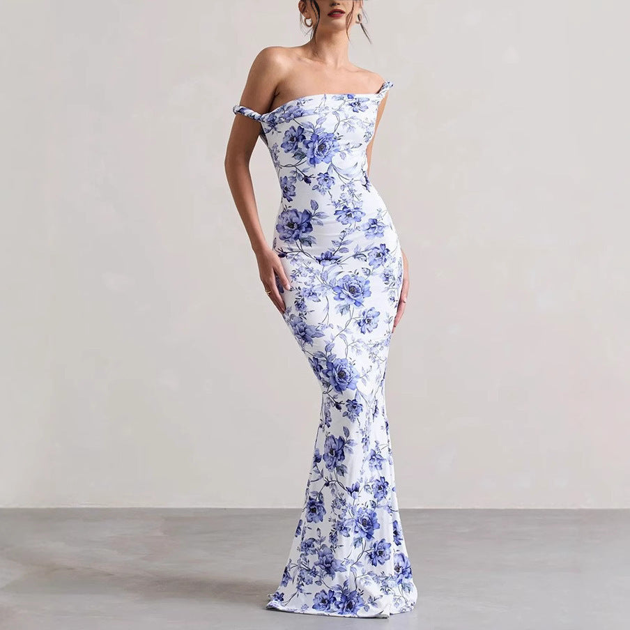 Women Sexy Strap Bcakless Leopard Maxi Dress 6