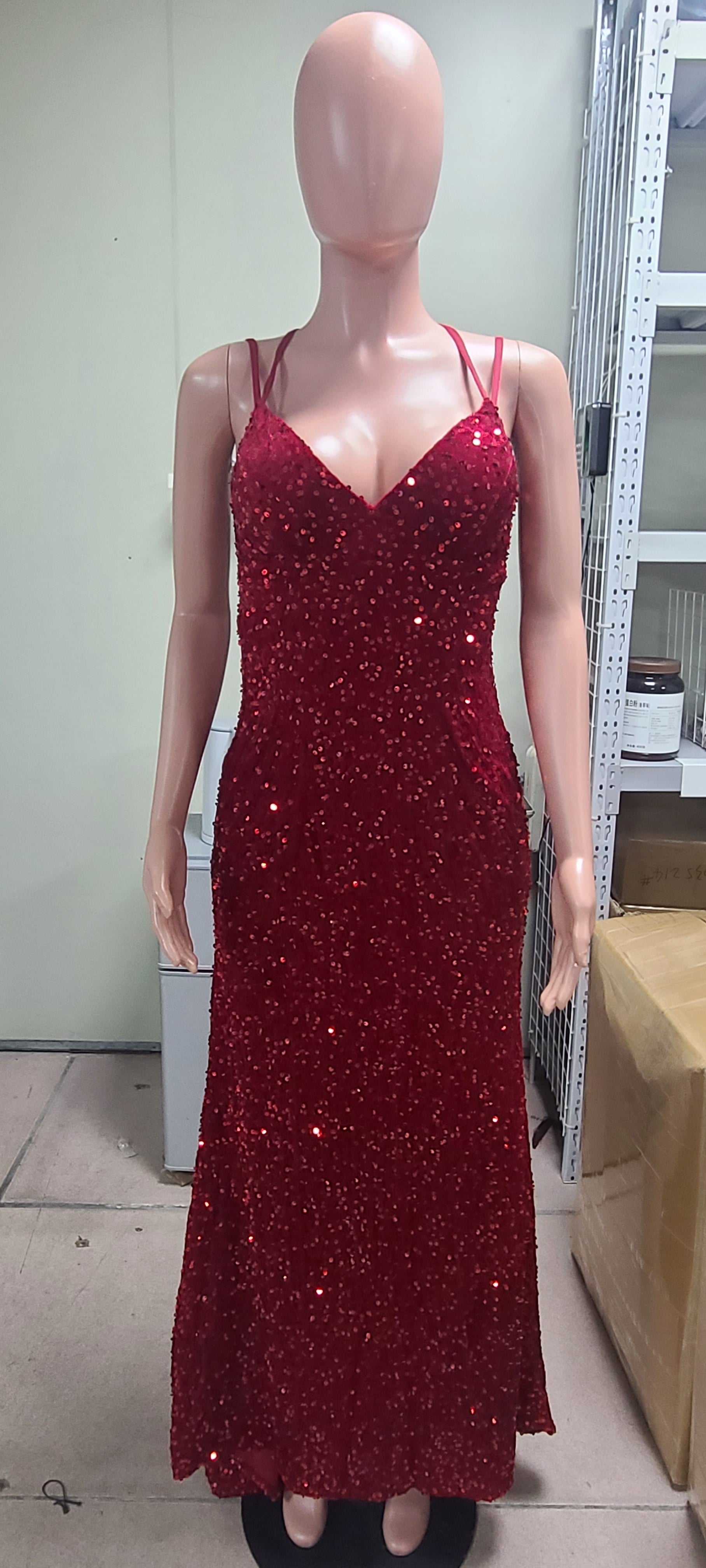 Women sequined ball Bodycon fishtail V-neck party evening dress（Processing time need 3-6 days） 19