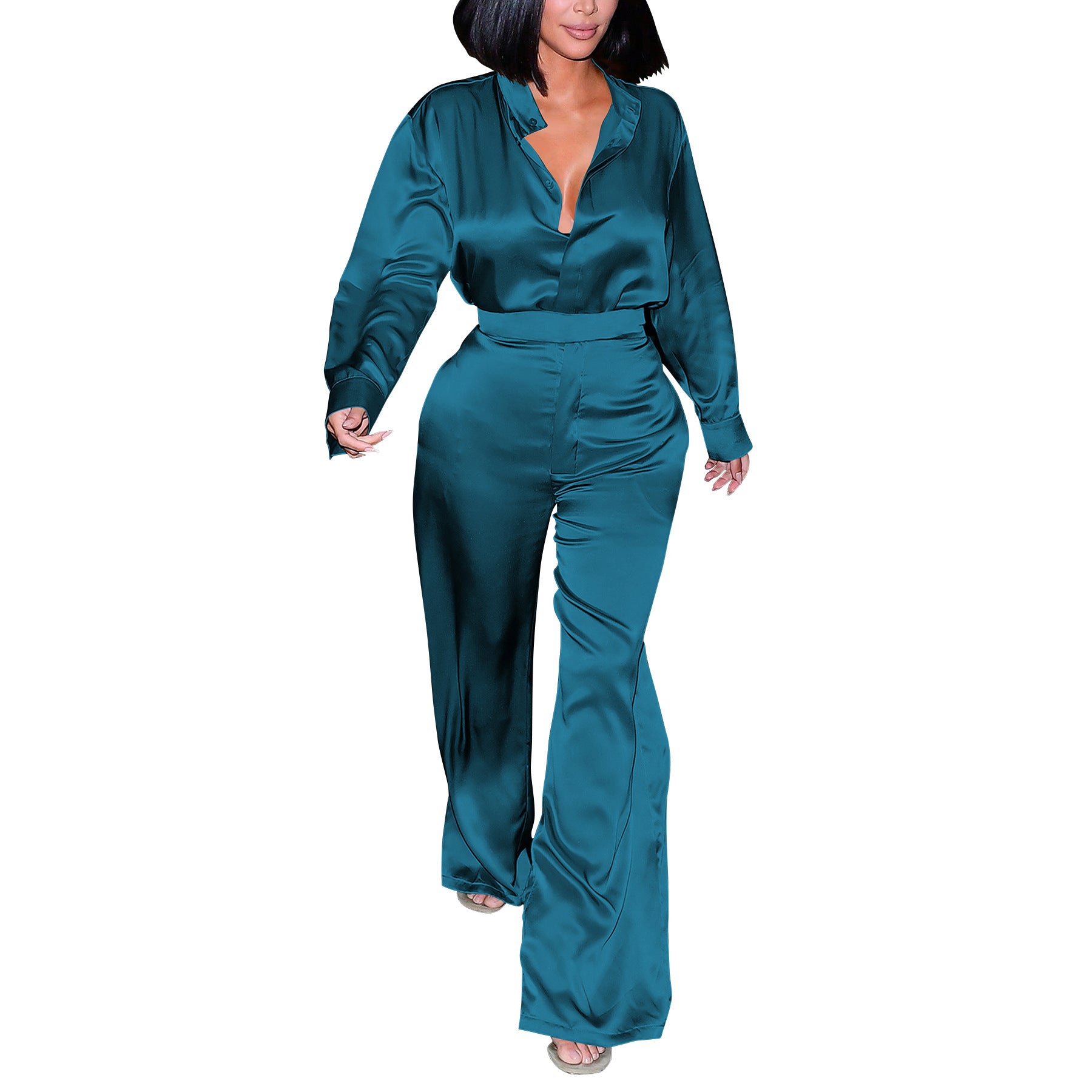 Fashion Women's Long Sleeve Shirt & Pants Set 18