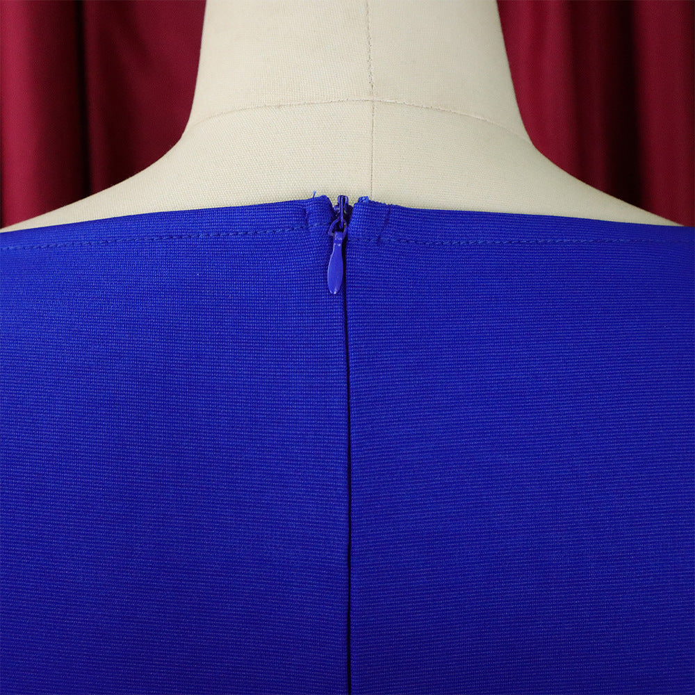 Women's Solid Color Professional Fashion Chic Plus Size Elegant African Dress 18