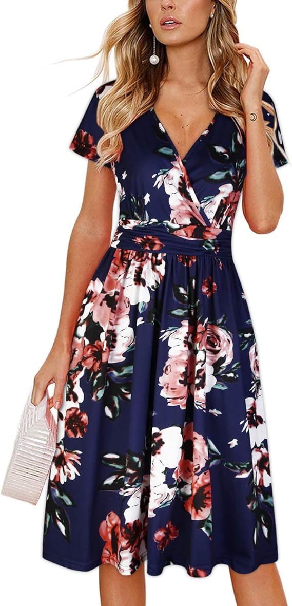 Sexy Fashion Print V-Neck Short Sleeve Women's Dress 8