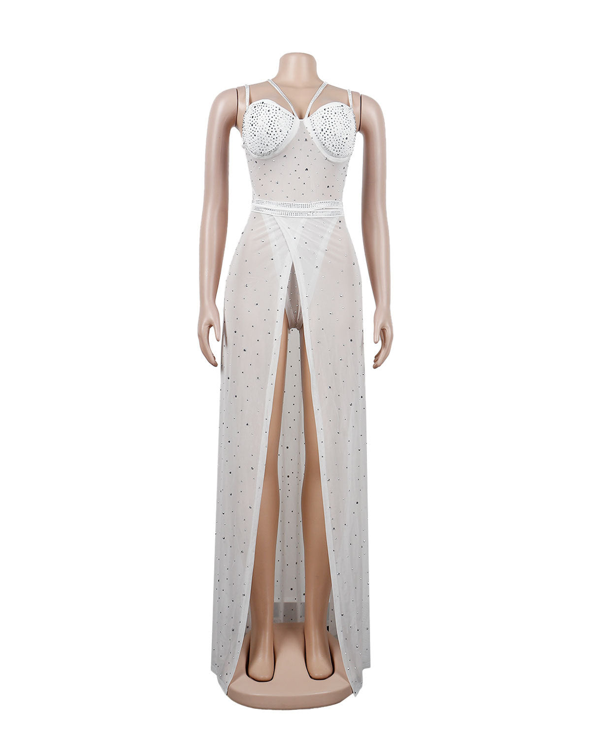 Women Beaded suspenders dress two-piece set 16