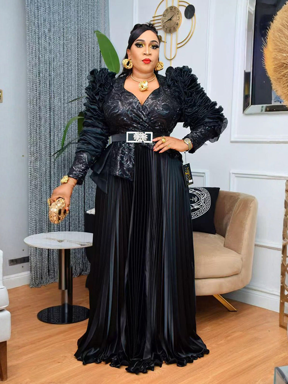 Plus Size Women Beaded Sequin Formal Party Dress 7