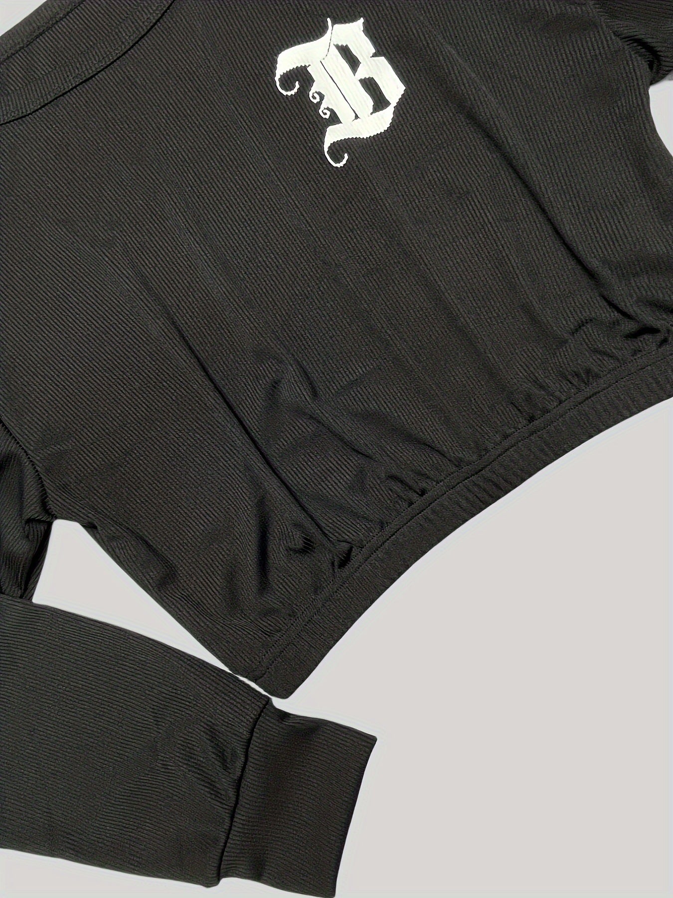 Women Letter Print Round Neck Long Sleeve Top and Long Pants Two-piece Set 6