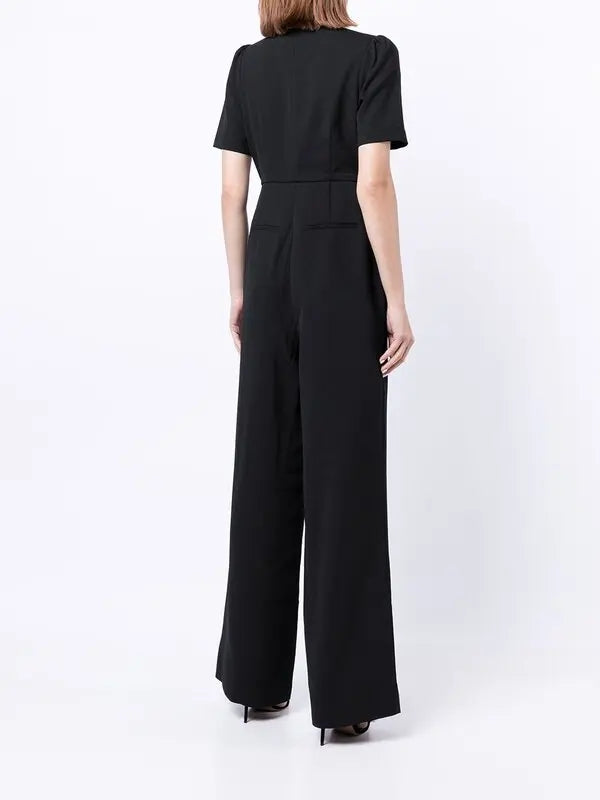 Elegant Career Women Short Sleeve Two Piece Pants Set Office Wear 7