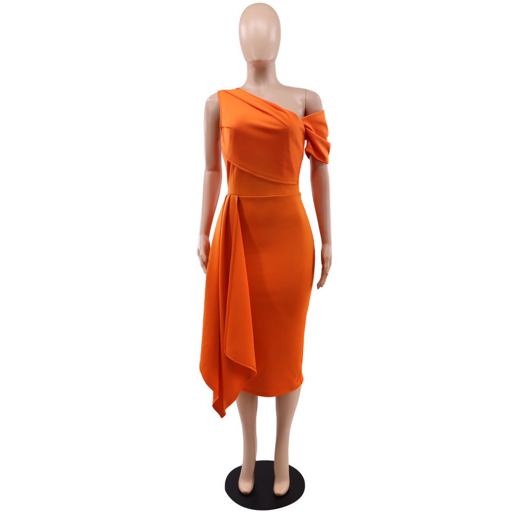 Chic One Shoulder Slim Pencil dress Chic Evening Gown Dress 12