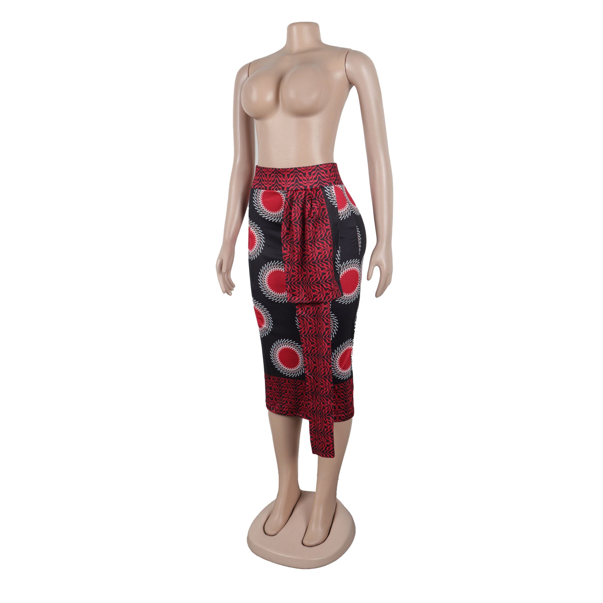 Women Printed Elastic Slit Bodycon Dress 17