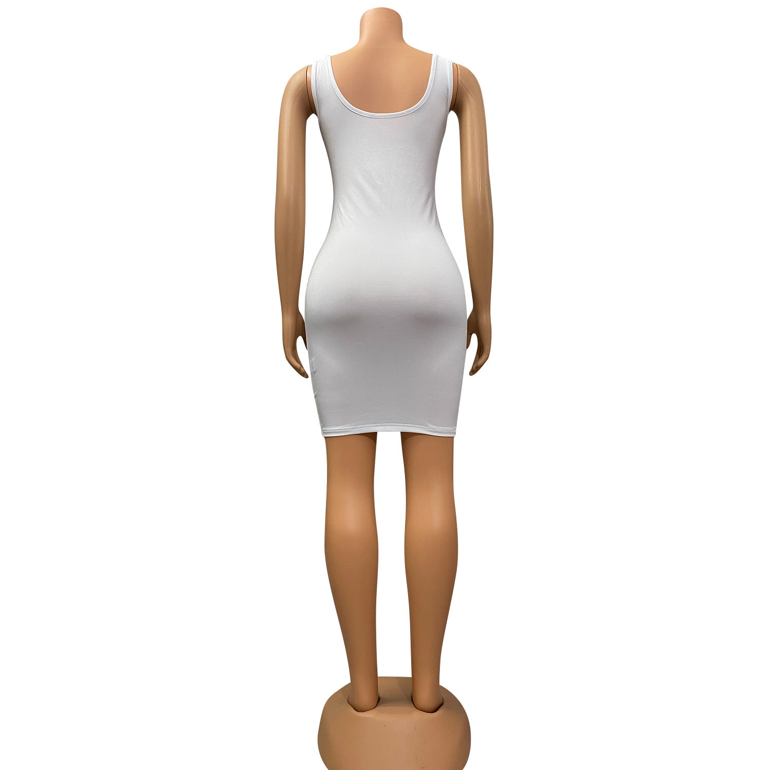 Summer Women's Sexy Tight Fitting Sleeveless Round Neck Dress 15