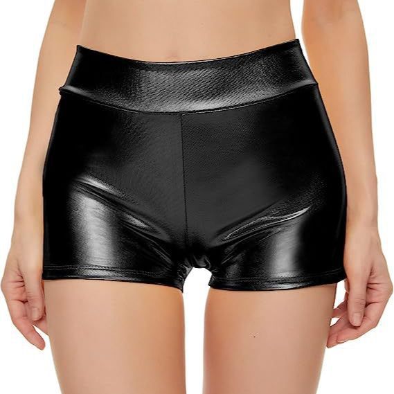 Fitting High-Waist Nightclub Shorts Sexy Shinyleather Pants 9