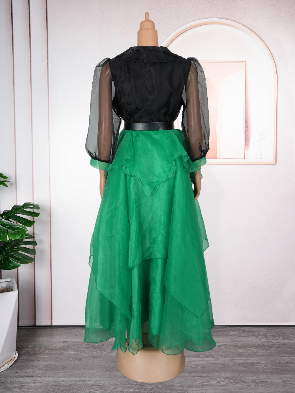 African Plus Size Women's Elegant Color Block Long Dress 14