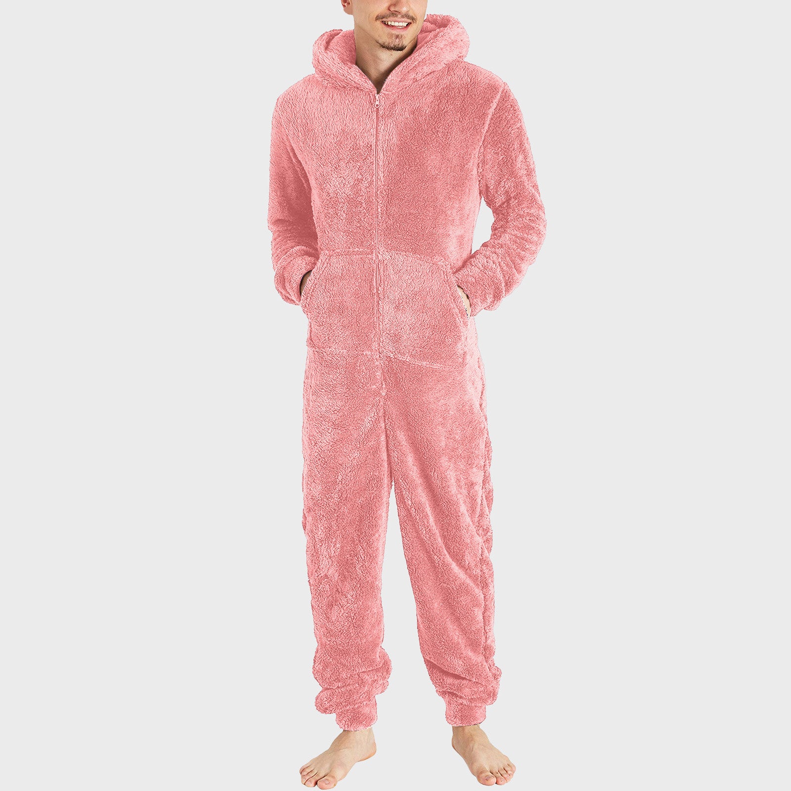 Men's Couple's Zippered Fleece Jumpsuit Thermal Pajamas 22