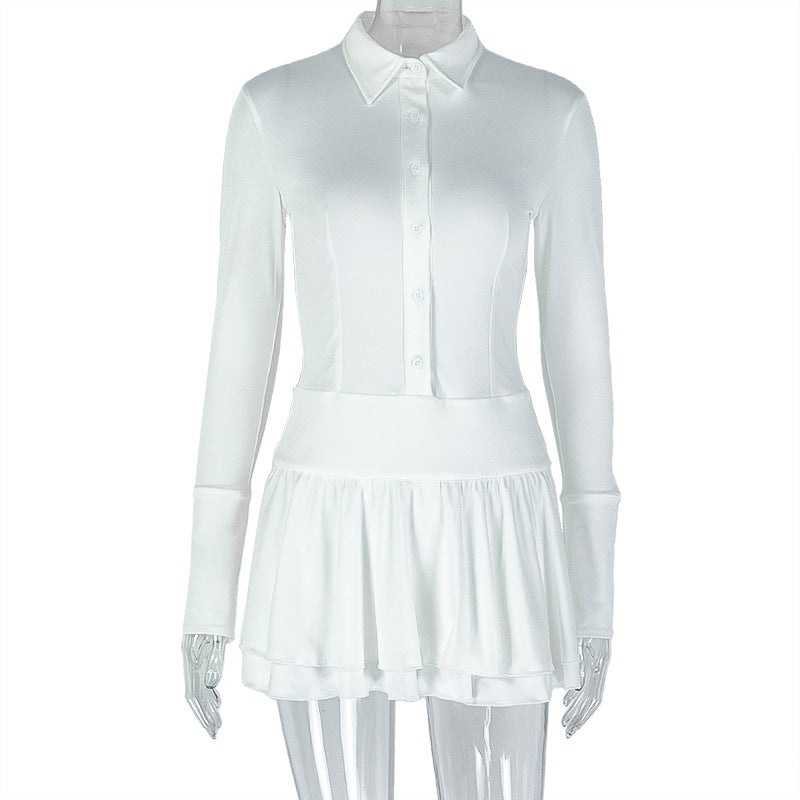 Women Elegant Solid V Neck Long Sleeve Mini Dress 10