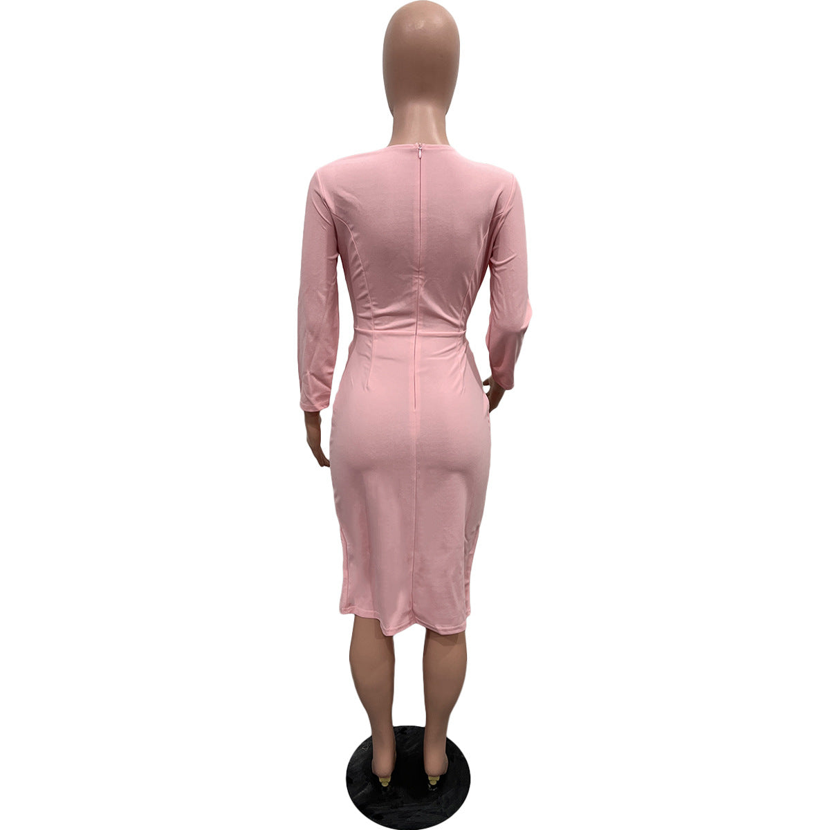 Women Spring Solid Lace-Up Ruched Slash Shoulder Dress 10