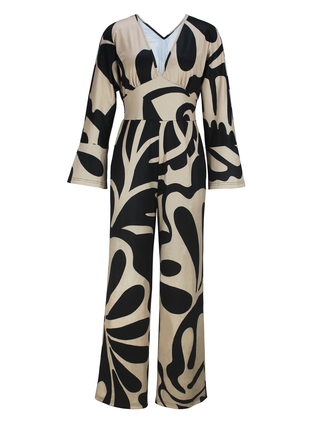 Women Elegant V-Neck Long-Sleeved Jumpsuit 8