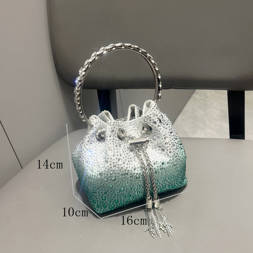 Women Autumn/Winter Bucket Bag Drawstring Beaded Shoulder/Crossbody Handbag 6